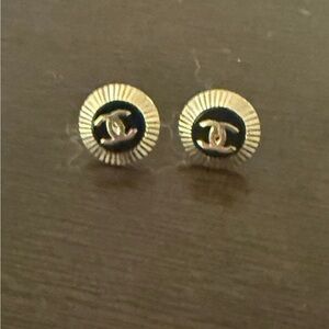 14k solid gold and Onyx inspired by designer logo earrings